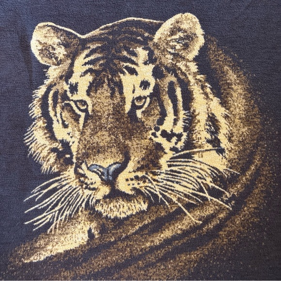 Orion Biederlack Fleece blanket reversible Tiger Profile & Print 53” x 72” USA - Picture 6 of 8